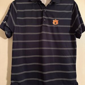 Boys Medium Antigua Auburn Navy and White Striped Polo